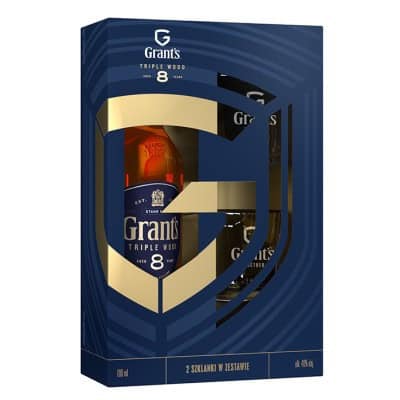 Уиски Grant's 8-годишен с 2 Чаши - 0.7л.
