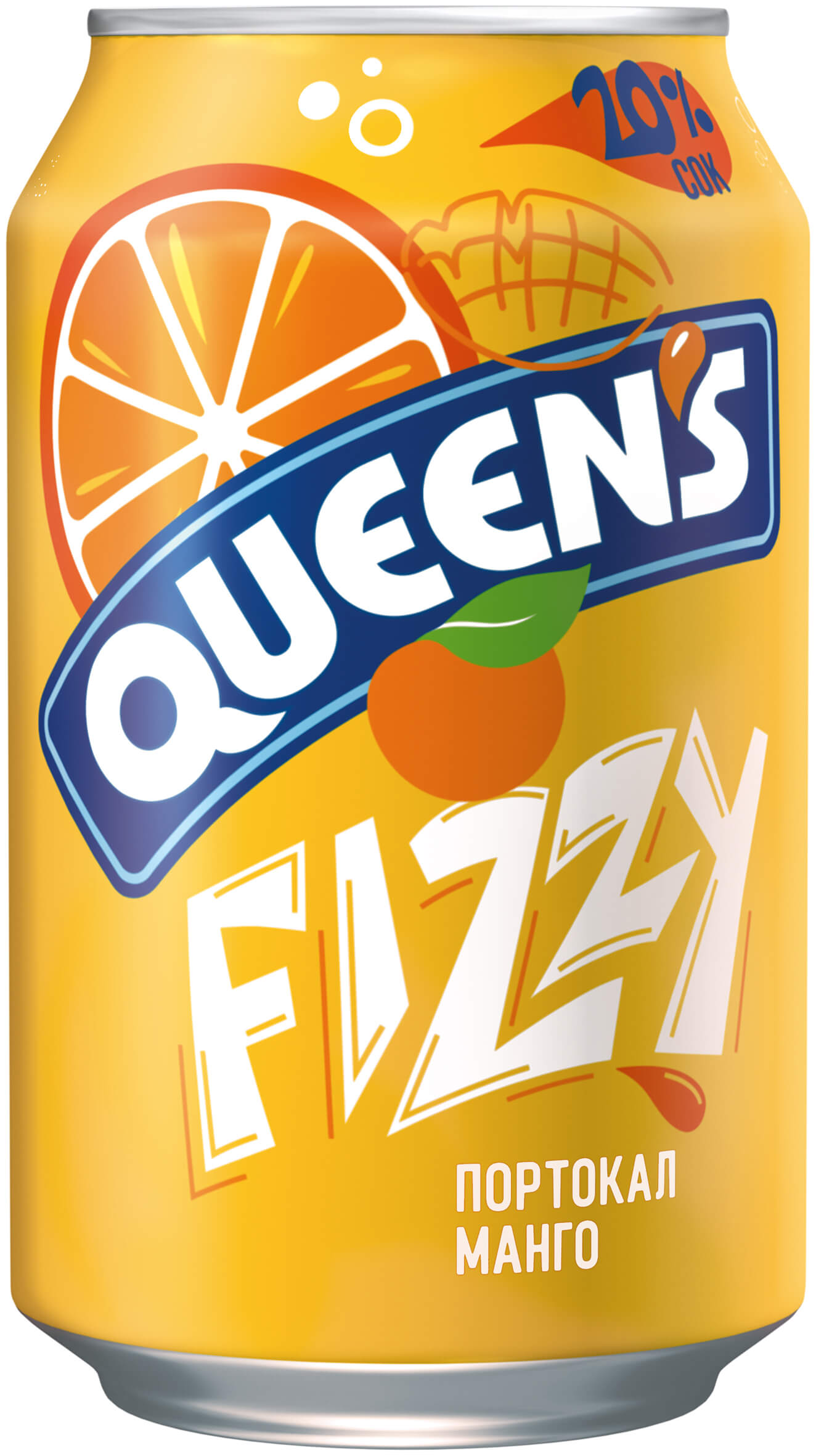 Куинс ФизиПортокал-Манго 0.33 l.кен*12
