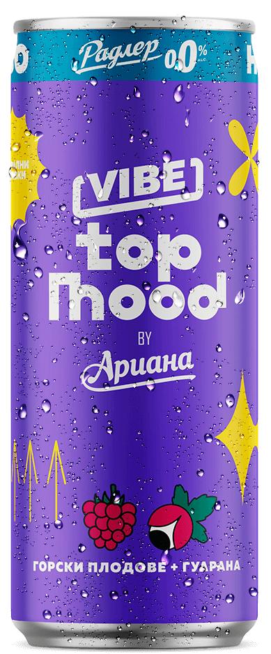 Ариана Радлер Top Mood Горски Плодове и Гуарана 0% - 0.33л. CAN